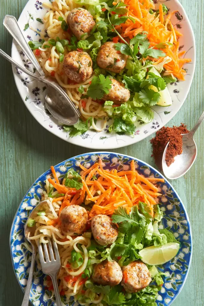Paleo Chicken Meatball Noodle Bowl