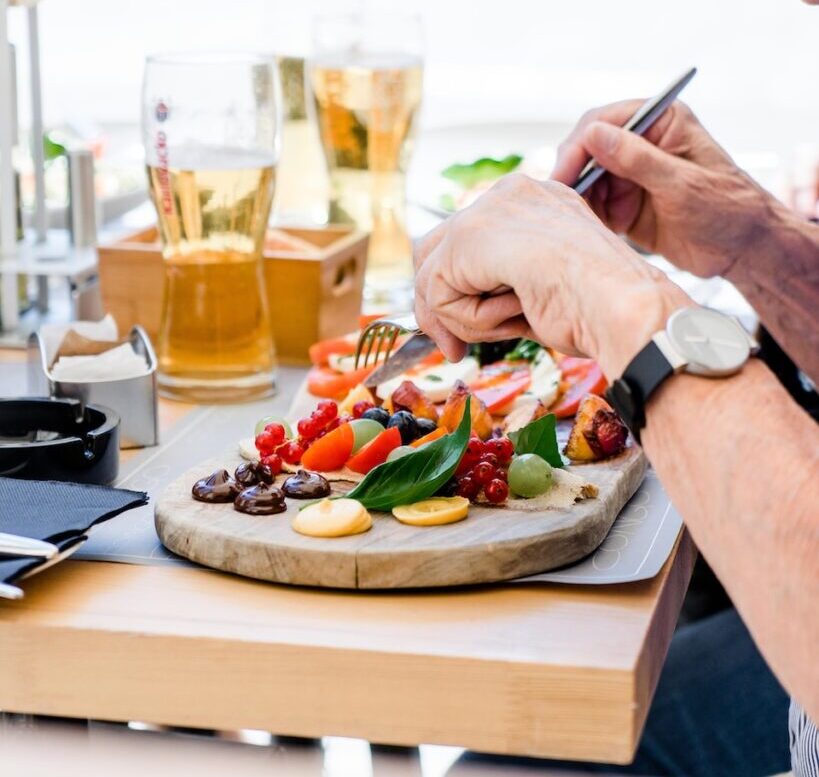 a person following the guide to healthy eating with a salad 