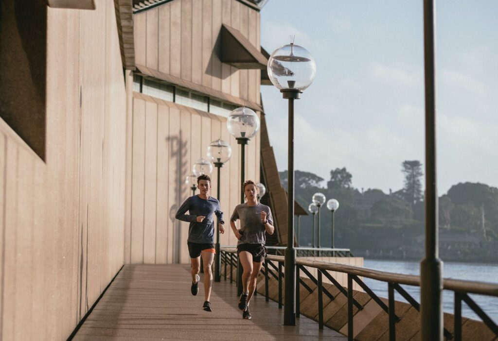 two people jogging on the Broadwalk